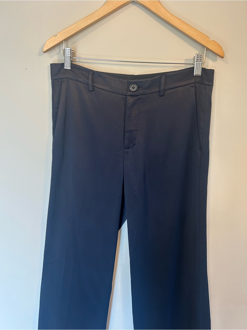 Vince Navy Blue Satin-like Trousers Dress Pants Size 6 Old Money Quiet Luxury